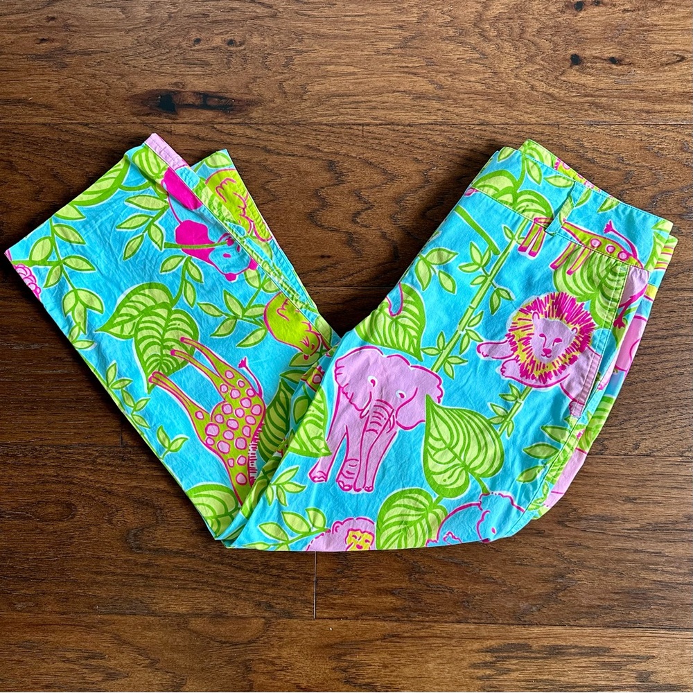 Lilly Pulitzer Blue San Diego Zoo Capri Pants Womens size 4